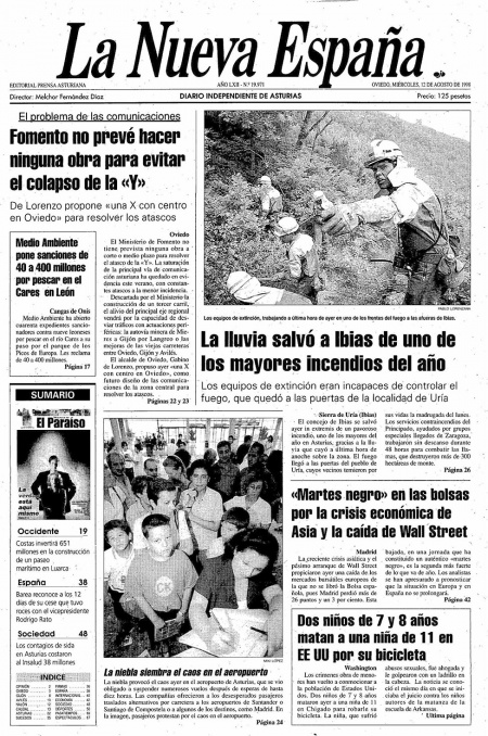 Portada Miércoles 12 de  de 1998