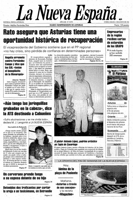 Portada Sábado 15 de  de 1998