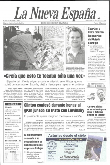 Portada Martes 18 de  de 1998