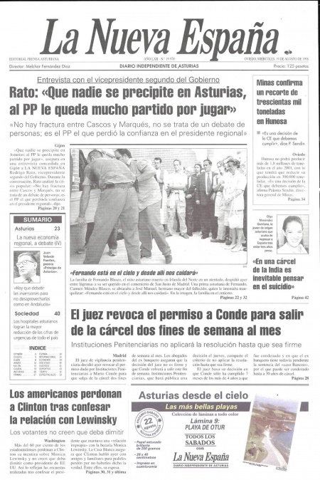 Portada Miércoles 19 de  de 1998