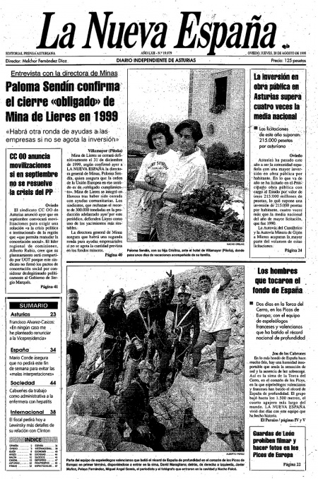 Portada Jueves 20 de  de 1998