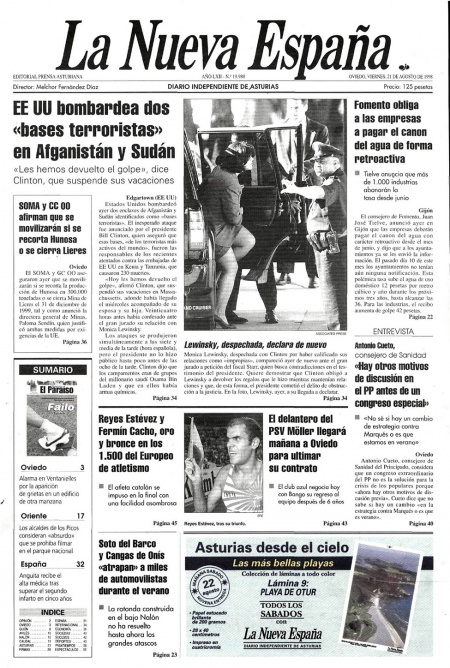 Portada Viernes 21 de  de 1998