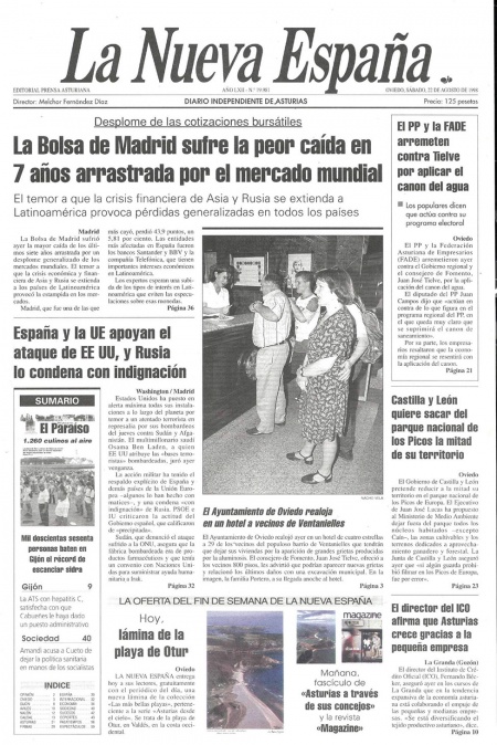 Portada Sábado 22 de  de 1998