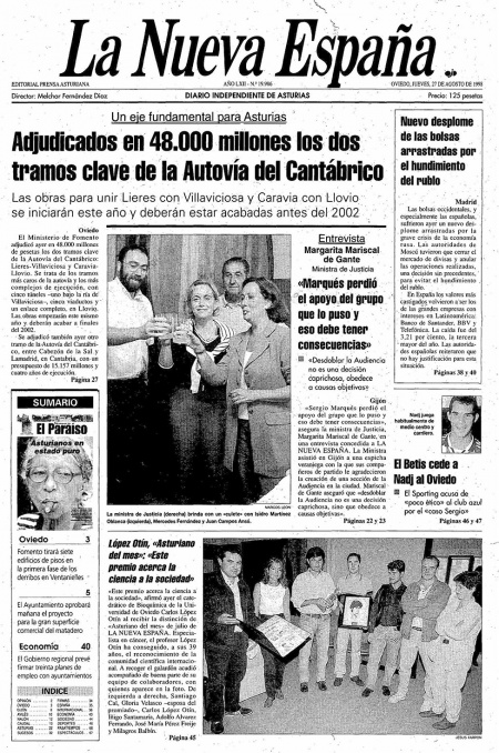 Portada Jueves 27 de  de 1998