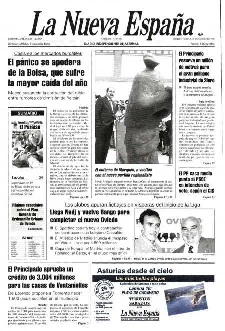 Portada Viernes 28 de  de 1998