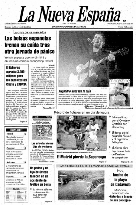 Portada Sábado 29 de  de 1998