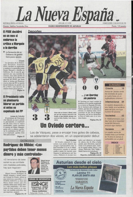 Portada Lunes 31 de  de 1998