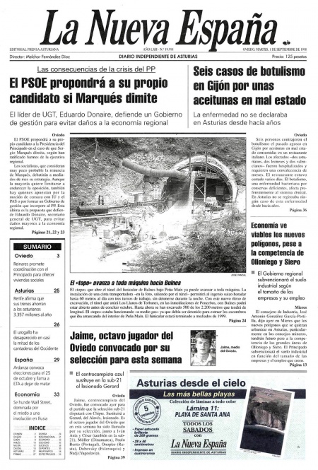 Portada Martes 1 de  de 1998