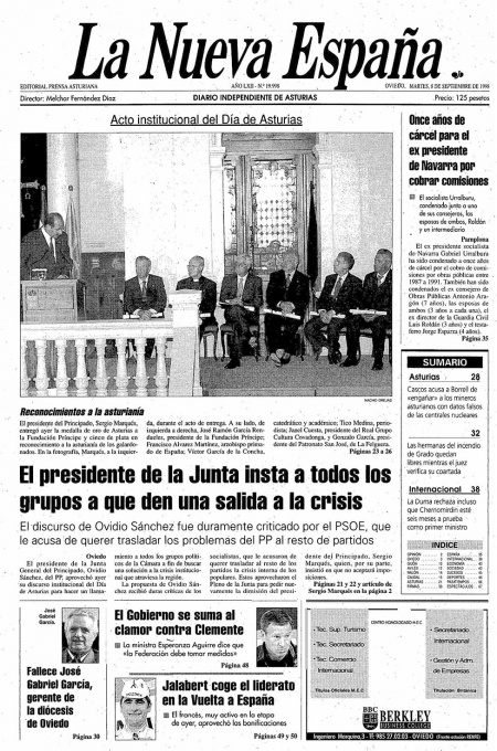 Portada Martes 8 de  de 1998