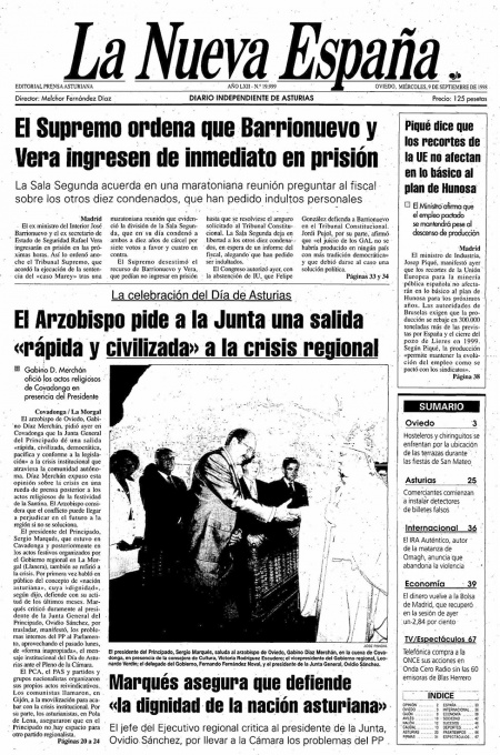Portada Miércoles 9 de  de 1998