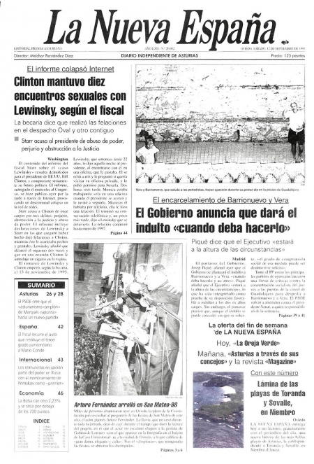 Portada Sábado 12 de  de 1998