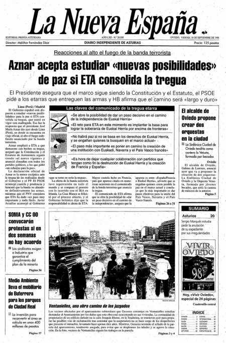 Portada Viernes 18 de  de 1998