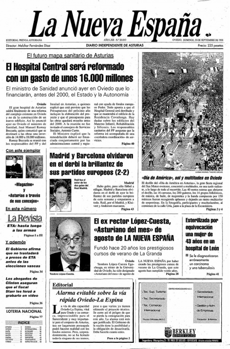 Portada Domingo 20 de  de 1998