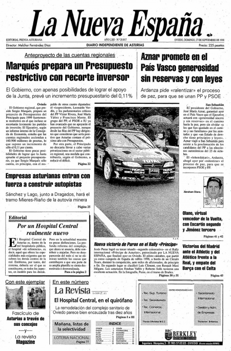 Portada Domingo 27 de  de 1998