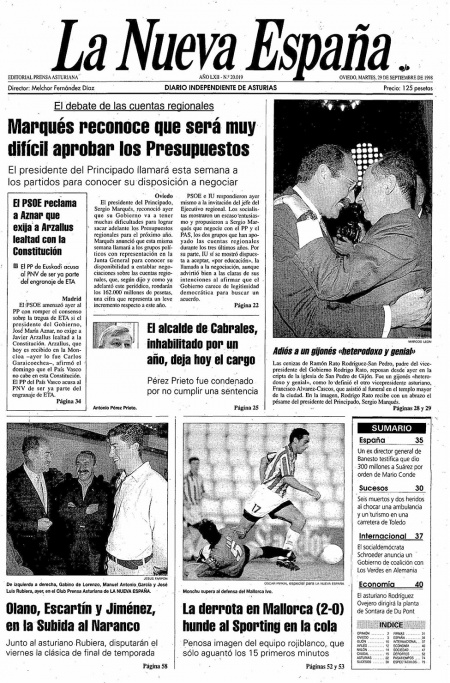 Portada Martes 29 de  de 1998
