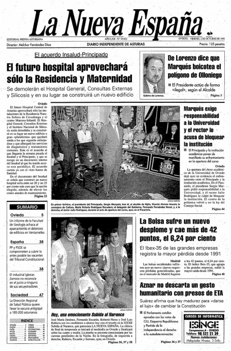 Portada Viernes 2 de Octubre de 1998