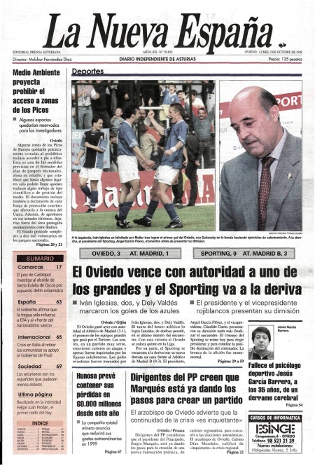 Portada Lunes 5 de Octubre de 1998