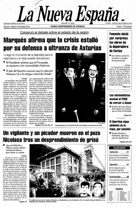 Portada Jueves 8 de Octubre de 1998
