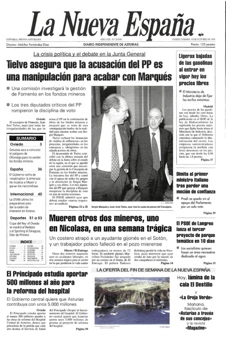 Portada Sábado 10 de Octubre de 1998