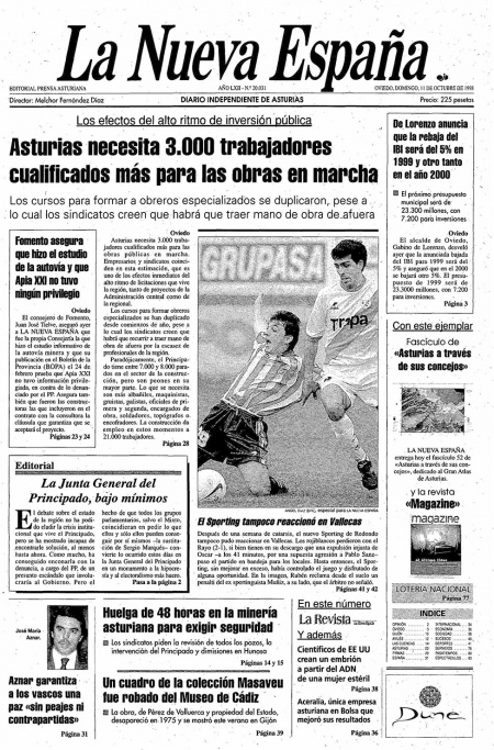 Portada Domingo 11 de Octubre de 1998