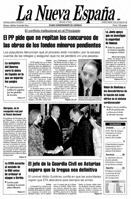 Portada Martes 13 de Octubre de 1998