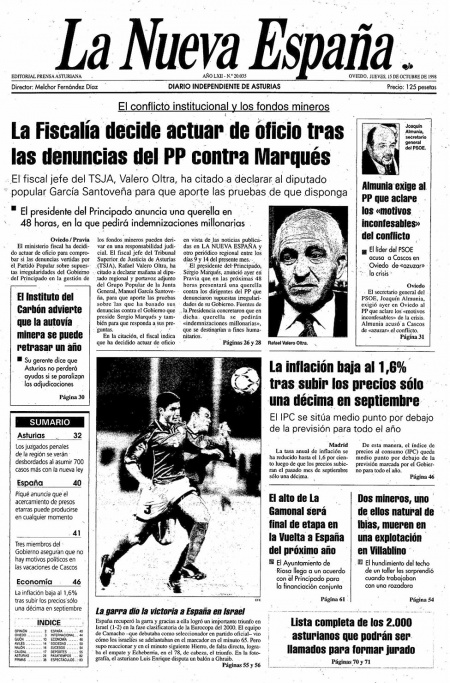 Portada Jueves 15 de Octubre de 1998