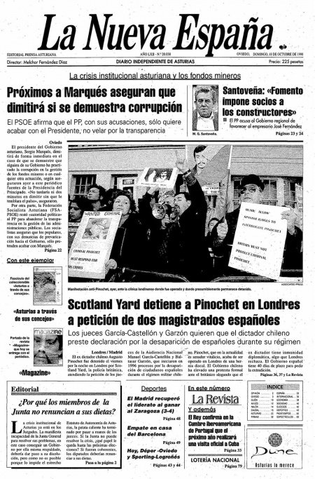 Portada Domingo 18 de Octubre de 1998