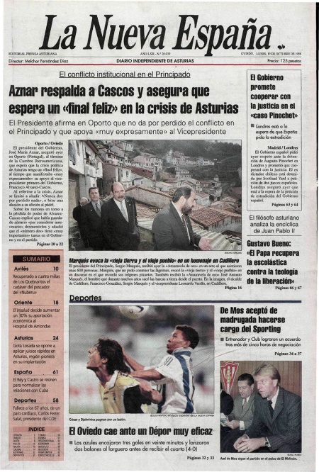 Portada Lunes 19 de Octubre de 1998