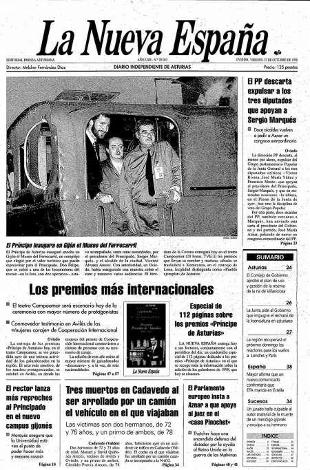 Portada Viernes 23 de Octubre de 1998