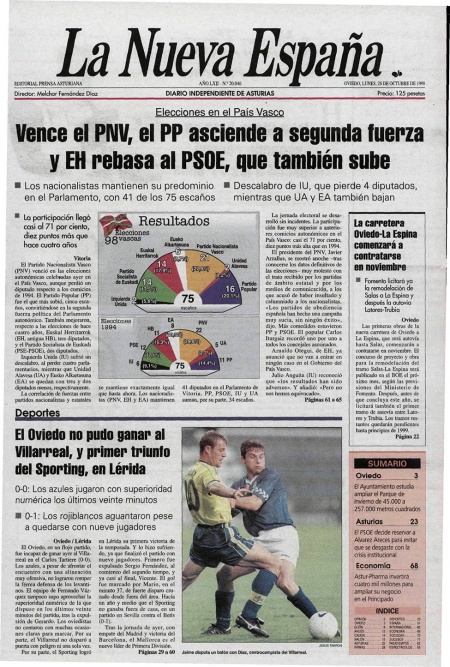 Portada Lunes 26 de Octubre de 1998