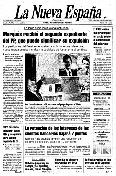 Portada Miércoles 28 de Octubre de 1998
