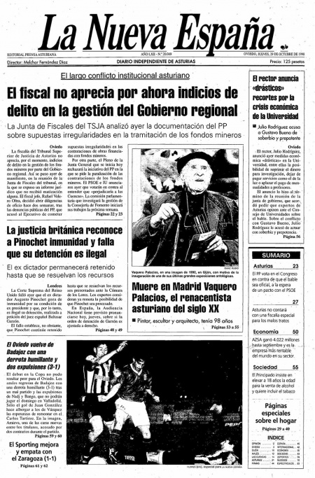 Portada Jueves 29 de Octubre de 1998