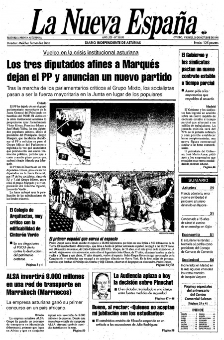 Portada Viernes 30 de Octubre de 1998