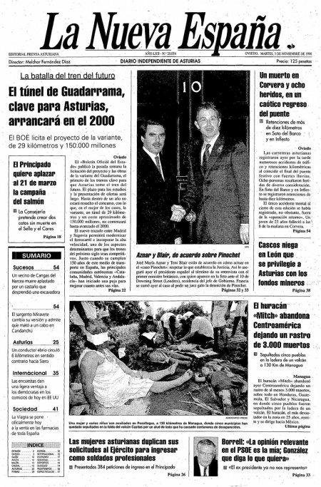 Portada Martes 3 de Noviembre de 1998