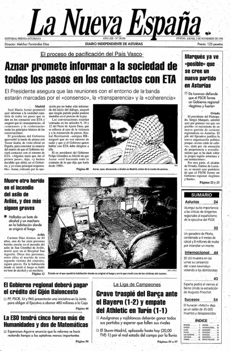 Portada Jueves 5 de Noviembre de 1998