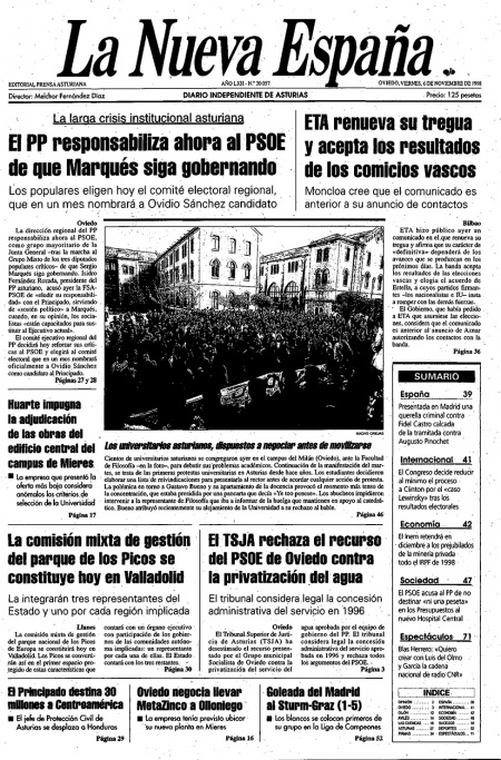 Portada Viernes 6 de Noviembre de 1998