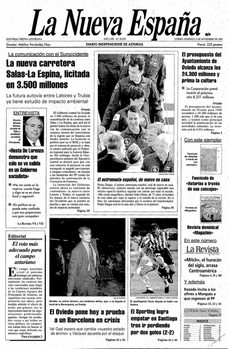 Portada Domingo 8 de Noviembre de 1998