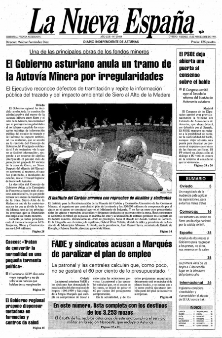Portada Viernes 13 de Noviembre de 1998