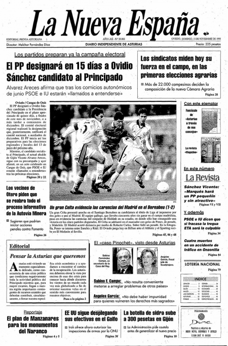 Portada Domingo 15 de Noviembre de 1998