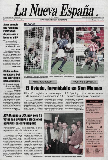 Portada Lunes 16 de Noviembre de 1998