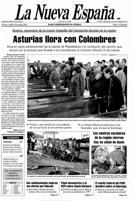 Portada Miércoles 18 de Noviembre de 1998