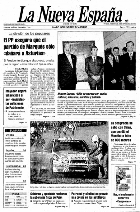 Portada Miércoles 25 de Noviembre de 1998