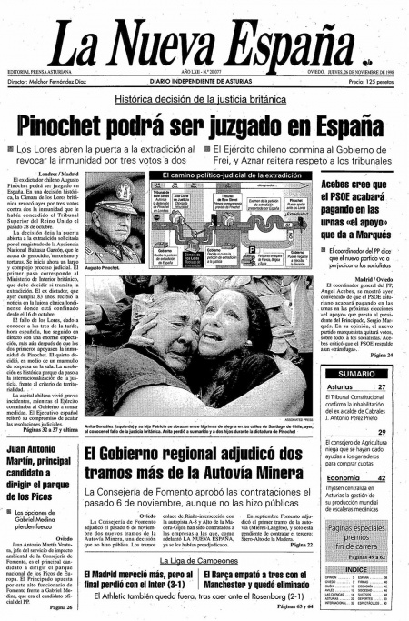 Portada Jueves 26 de Noviembre de 1998