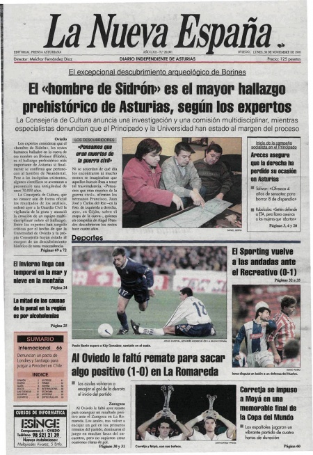 Portada Lunes 30 de Noviembre de 1998