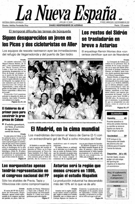 Portada Miércoles 2 de Diciembre de 1998