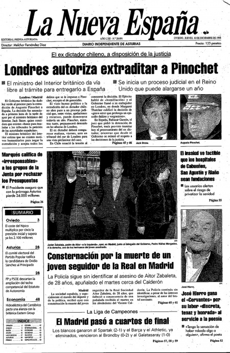 Portada Jueves 10 de Diciembre de 1998
