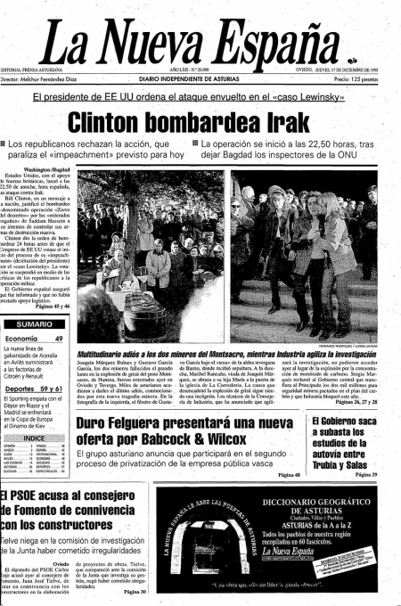 Portada Jueves 17 de Diciembre de 1998