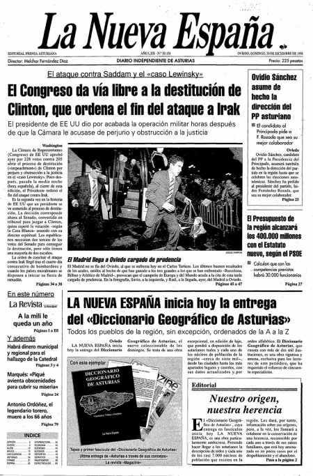 Portada Domingo 20 de Diciembre de 1998