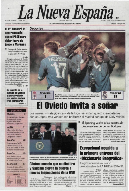 Portada Lunes 21 de Diciembre de 1998