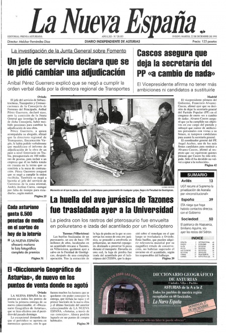 Portada Martes 22 de Diciembre de 1998